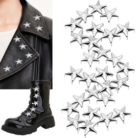 150 pcs Silver Star Studs for Clothing, 10mm Punk Metal Rivets for DIY Leathercraft, Belts, Bags, Shoes & Hats (Small Nailhead Spikes, Gothic Decor)