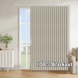 AJAZZ 100% Blackout Doorway Curtains Accordion Doors for Doorway Curtains Applicable Patio Door Curtain Sliding Door Curtains Sliding Door Blinds Closet Curtains(Cream White 98" W x 84" L) 1 Panel