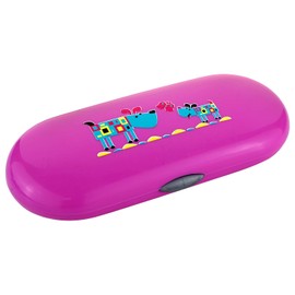 Noble Pack Kids Eyeglass Protect Case,Hard Shell Holder,With Microfiber Cleaning Soft Cloth - (Fuchsia/Pink)