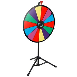 JungleA 24 inch Tabletop Spinning Prize Wheel Spinner 14 Slots Color Customized Carnival Fortune Spinner Game with Editable Dry Erase Marker Pen for Party Trade Show (24 inch w/Stand)