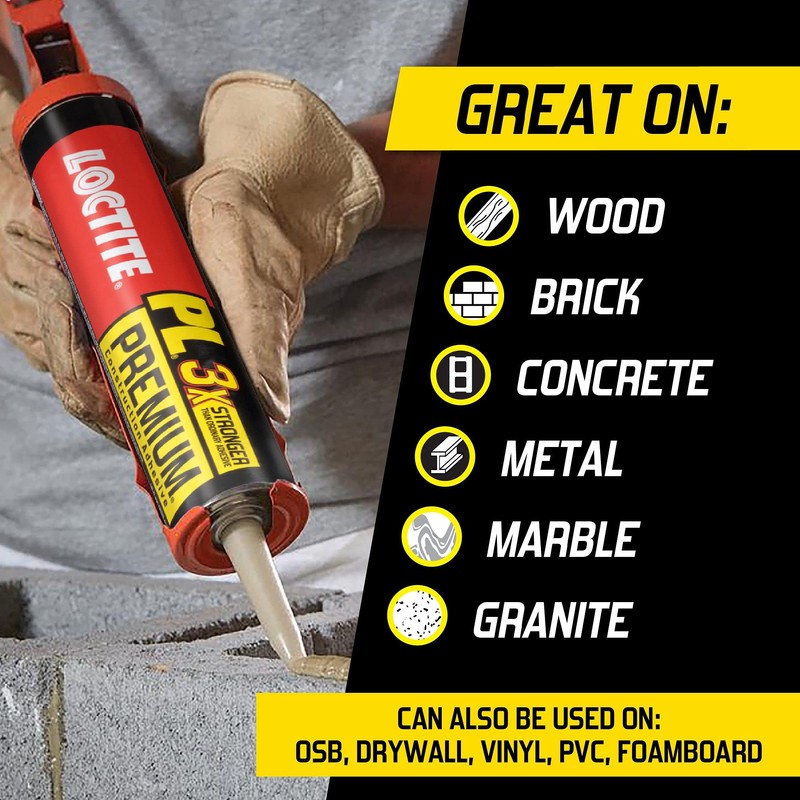 Loctite PL Premium Polyurethane Construction Adhesive, Versatile Construction Glue for