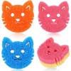 Qianyu 4 Pcs Cat Dual Sided Scrub Cleaning Sponges Cute