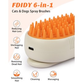 FDIDY 4 in 1 Cat Steam Brush for Shedding, Portable Anti-Static Grooming Comb for Cats & Dogs, Steam Misting Water Brush, Self-Cleaning Pet Hair Remover, Indoor Cat Spray Brushes for Cats & Dogs