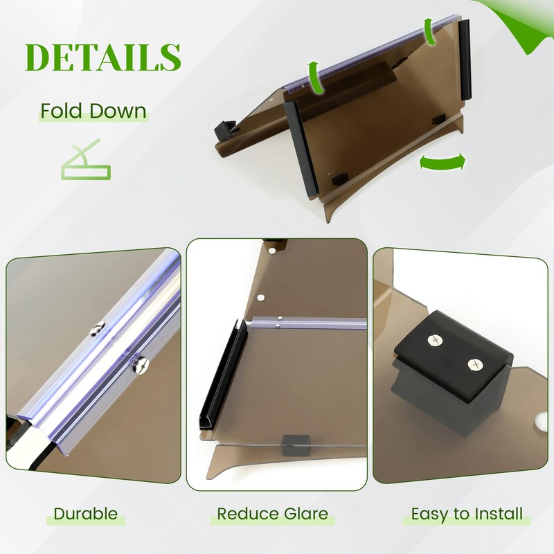 HECASA Tinted Folding Windscreen Compatible with 2017-UP Yamaha G29 DRIVE
