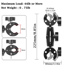 Pagezol Camera Clamp Mount Camera Bracket Clamp with Double Ball Head Double Mount Clamp 360° Rotate Action Camera Mount Versatile Clamp for Gopro Light Stand Umbrella Tripod Reflector Bike Handlebar