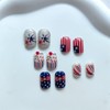 24Pcs Independence Day Press on Nails Short Fake Nails Bow
