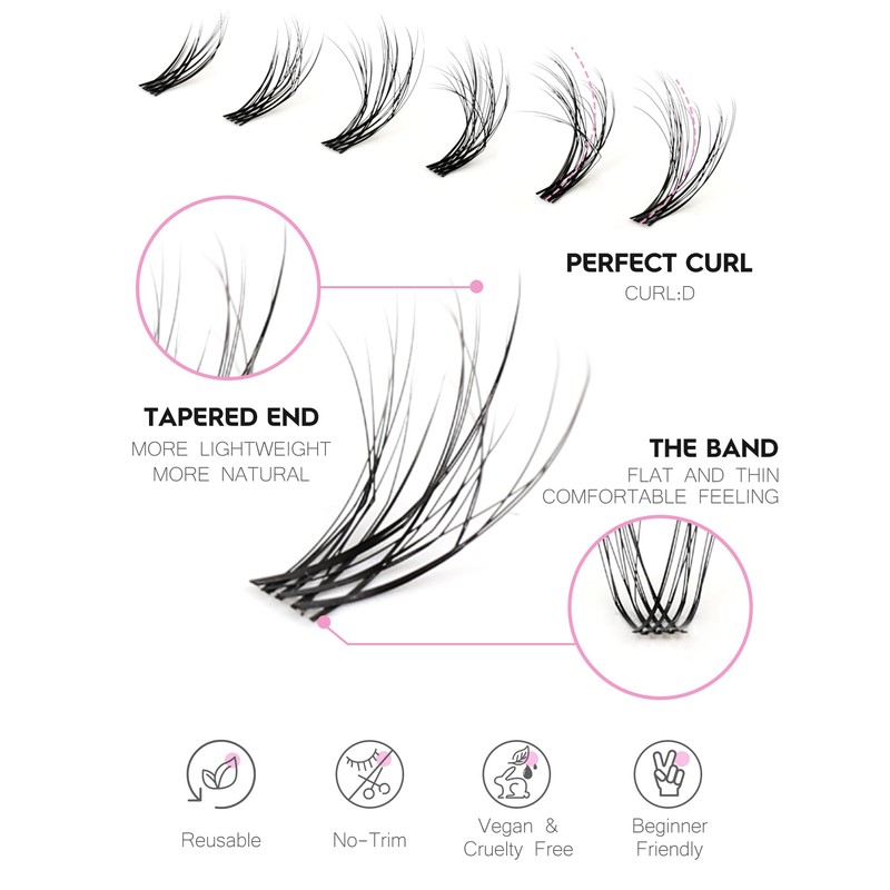 Cat Eye Lash Clusters Wispy D Curl Cluster Eyelash Extensions
