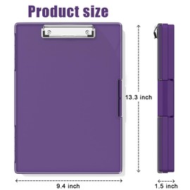 Hnogri Clipboard with Storage, Folder Nursing Clipboards Side Opening, Heavy Duty Clipboard with Dual Compartment Storage Box, Smooth Writing for Work, Office Supplies, School Supplies(Purple)