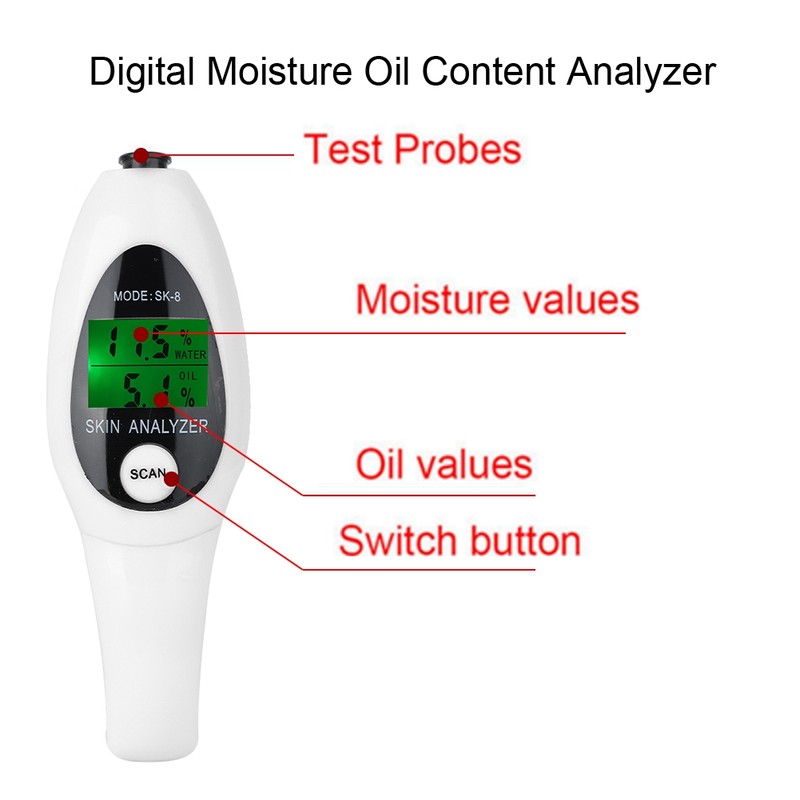 Digital LCD Display Precision Skin Sensor Tester Facial Moisture Water