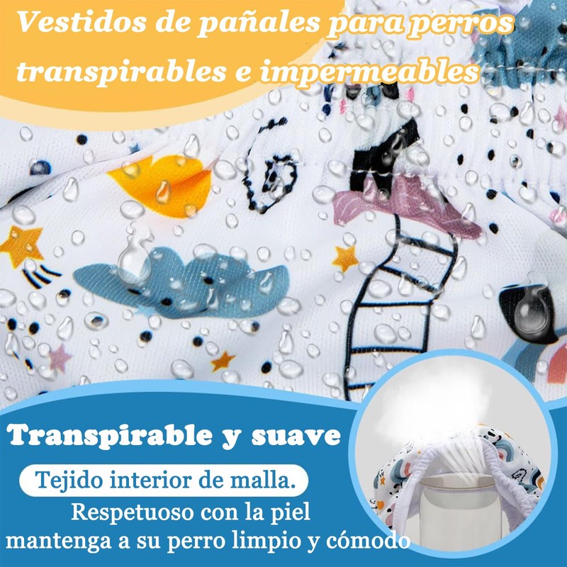 Paquete de 3 Pañales Lavables para Perros - Fundas Reutilizables,