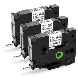 Label KINGDOM HSe-221 Heat Shrink Label Compatible with Brother P Touch Heat Shrink Tubing Label HSe221 8.8mm TZe Shrink Black on White for Wire Cable for Brother PT-P710BT E300 E500 P900, 3-Pack