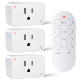 Remote Control Outlet Plug Wireless Remote Light Switch Kit for Household Appliances 15A/1800W, 100ft Range, FCC Listed,3 Sockets + 1 Remote