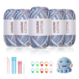 Maxee 5 x 50 g Thick Cotton Yarn for Crochet, Chunky Crochet Yarn for Beginners, No Split Crochet Amigurumi Wool, Chunky Cotton Yarn, Simple Knitting Yarn for Crochet, Knitting