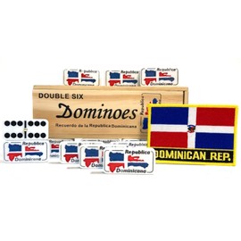 Double Six Dominican Republic Flag Engraved Dominoes