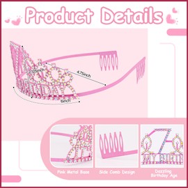 Hapdoo 7th Birthday Decorations for Girls Set - Happy 7th Birthday Princess Crown and Glitter Sash, 7 Year Old Girl Tiara Party Decorations Supplies Outfit Accessory Giftsh