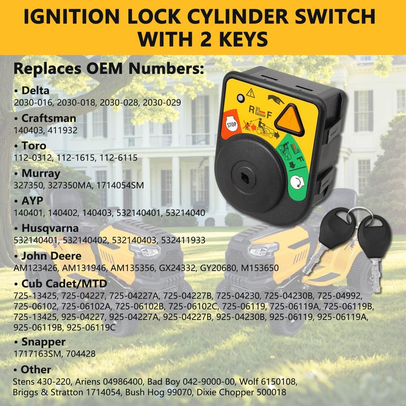RAMATA 925-06119C 725-13425 Ignition Starter Switch with Key Fit for