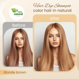 Mgviiiva Hair Dye Shampoo 3 in 1, Blonde Brown Hair Dye for Men & Women, Long Lasting Hair Color for Gray Hair Coverage, Easy to Use, Shampoo for Color Treated Hair Dye 16.9 Fl Oz (Blonde brown)