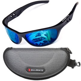 ZILLERATE Polarised Sunglasses for Men & Women, Polarized Sports Sun Glasses, Fishing Golf Running Driving Cycling Sailing Skiing, UV400 Protection Safety Lenses, Wrap Around Men's Shades, Ice Blue
