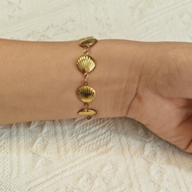 rgwtgkyh Gold Non Tarnish Shell Bracelets for Women Boho Adjustable Starfish Link Chain Bracelet Summer Beach Fashion Jewelry Gift (scallop)