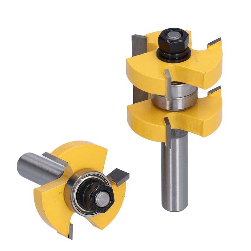 2Pcs Tongue Groove Router Bit T Shape 3 Teeth 2