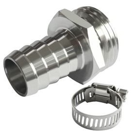 Beduan Stainless Steel Garden Hose Fitting 5/8" Barb x 3/4" GHT Male Thread Adapter Connector for Garden Hose Repair with Hose Clamp
