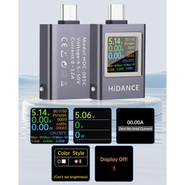 USB C Tester Meter Meter Type C Tester 0~50V 0~12A PD QC USB Multimeter USB Power Meter Current Meter Voltage