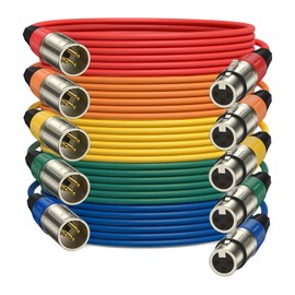 J&D XLR Microphone Cable, Gold Plated Heavy Duty Balanced 3 Pin XLR Male to Female Colored Mic Cables Speaker Cord for Mixer, Amplifiers, Recording, 5 Pack, 6 ft