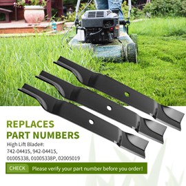 Fourtry 742-04415 High Lift Mower Blades, Compatible with Cub Cad et 60" Cut Deck DS60 M60 Tank60 PRO Z100 Mower, Replace for 942-04415 01005338 02005019 01005338P, 3 Pack