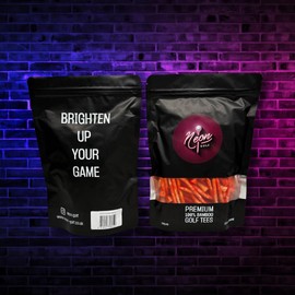 Neon Golf 100% Bamboo Graffiti Golf Tees - 70mm, Pack of 100 - (Neon Orange)