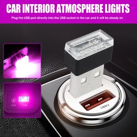 4 PCS USB LED Car Interior Atmosphere Lamp, Portable Mini Auto LED Decor Night Light, Plug-in USB Interface Ambient Lighting Kit, Universal Car Interior Accessories