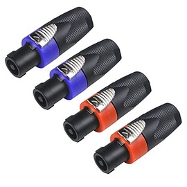 (4-Pack) Speakon Cable Head -4-pin Speaker Plug with Twist Lock Compatible with Neutrik Speakon NL4FC, NL4FX, NL2FC