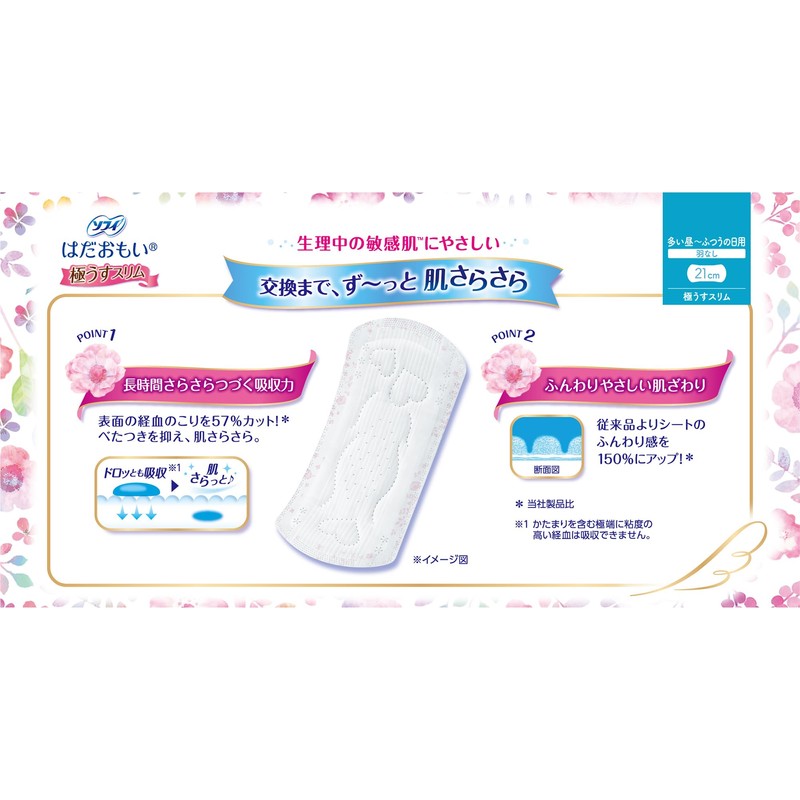 SOFY Hadamoi Ultra Slim Pads for Heavy to Regular Flow,