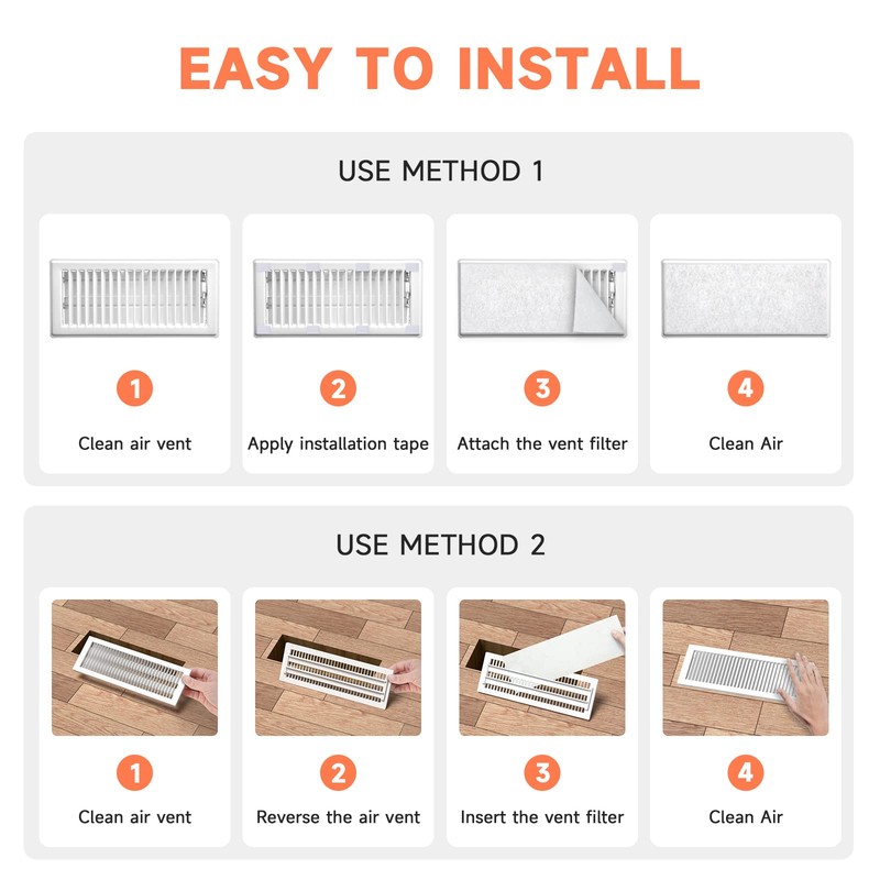 4x12 Inch Vent Filters for Home Floor Register Ceiling ULTRA