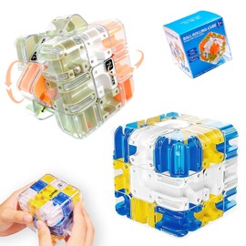 2 Pack 3D Maze Cube Ball Labyrinth Puzzle Brain Teaser for Adults & Kids,3D Rolling Ball Maze Cube Improve Spatial Recognition Relieve Stress Logical Thinking for Family Gam Birthday Gift