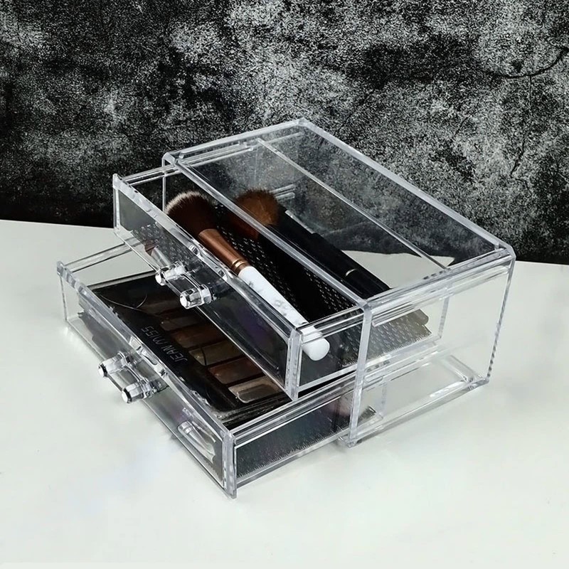 Sunydog Clear Acrylic Makeup Storage Box with 2 Drawers, Desk
