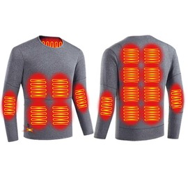 Guimuer Men USB Electric Heated Underwear Shirt, 16 Heating Zone Thermal Top for Outdoor Skiing, Motorcycle,3XL,Grey