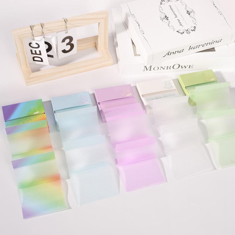MOLOVA 100 Sheets Transparent Sticky Notes 3x3 Inch, Pull-Out Design
