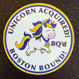 BQ'd Weatherproof Vinyl Sticker- BQ -Boston Qualified- Boston Marathon- Unicorn - MAGNET- UNICORN ACQUIRED