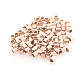 100pcs 14/20 Rose Gold Filled Tube Crimp Beads, 1 X 2MM, by CRAFT WIRE