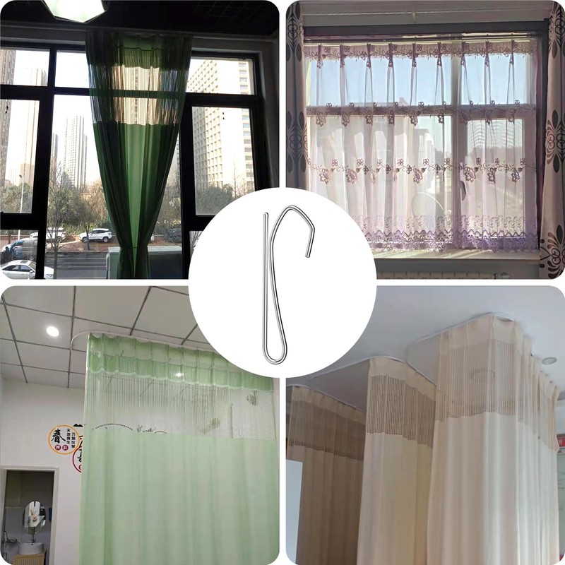 40 PCS Stainless Steel Curtain Hooks,Long Curtain Hooks