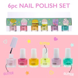Expressions 6pc Nail Polish Set - Shimmering Nail Polish Colors for Every Mood, Cute Nail Polish Manicure Kit & Pedicure Kit For Girls, Kids Nail Polish Gift Set