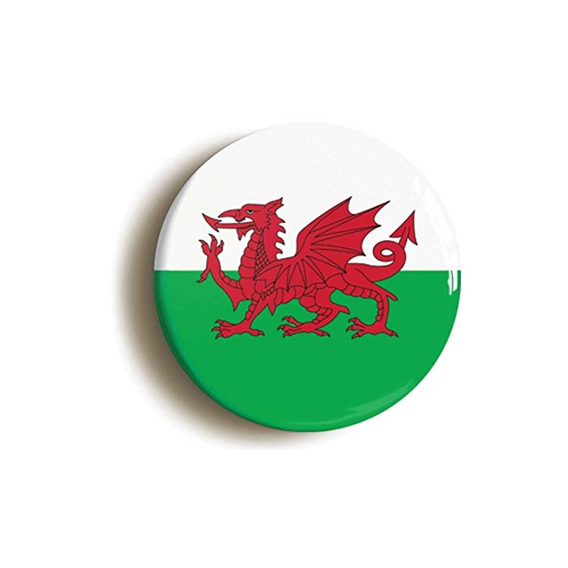 WALES WELSH DRAGON FLAG BUTTON BADGE (1inch / 25mm diameter)