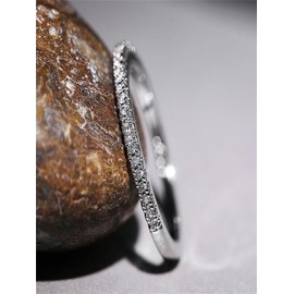 Women's Elegant Rhinestone Decorated Ring, Exquisite Trendy Ring for Wedding Engagement Party, Fashionable Jewelry for Women As Gift - Color: Silver, Size: 5