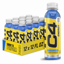 Cellucor C4 Energy Non-Carbonated Zero Sugar Energy Drink, Pre Workout Drink + Beta Alanine, Icy Blue Razz, 12 Fl Oz (Pack of 12)