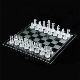 Elegant 10" Glass Chess Set - Premium Quality Board Game for All Ages for Chess Enthusiasts and Home Decor