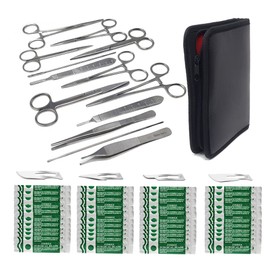 HTI Dissecting Kit for Medical Biology & Veterinary Students Anatomy Lab Botany Animal Frog Dissecting Kit with Stainless Steel Scalpel Knife Handle Blades in a Case- Set of 53 Pcs