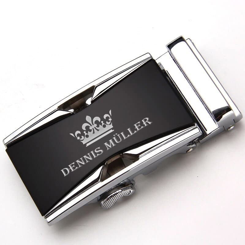 aplusashop ID Men's Belt Genuine Leather with Engraving Automatic Buckle