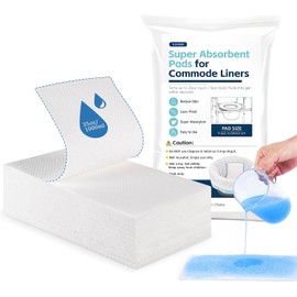Super Absorbent Commode Pads, 50 Pack Bedside Commode Pads for Commode Liners Disposable, Portable Toilet Pads Bedpans for Adults Potty Bags Chair Bucket, Reduces Odor for Liquid