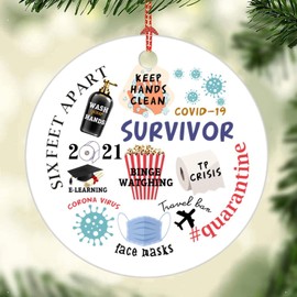 FoDuoDuo Funny Christmas Ornament 2021 Survivor Gift for Family Co-Worker Secret Santa COVID Pandemic New House 2021 Xmas Tree Decor Pendants Christmas Decoration Clearance q36bqq2lms6m 3in