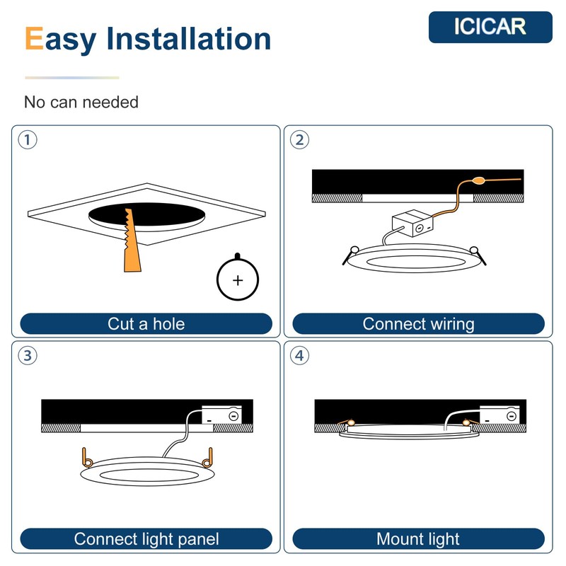 icicar 12 Pack 6 Inch LED Recessed Ceiling Lights, Dimmable